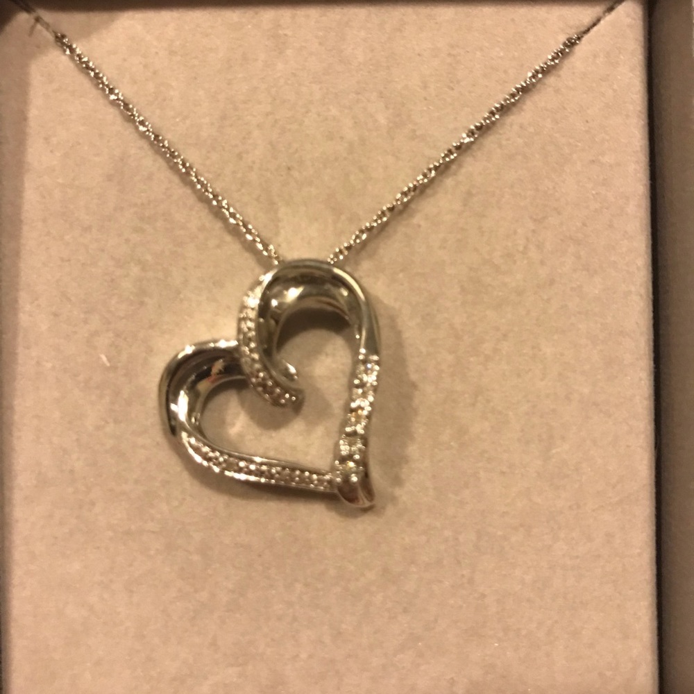 Zales silver and diamond necklace.